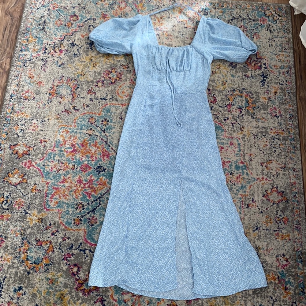 Size XS blue dress with white details